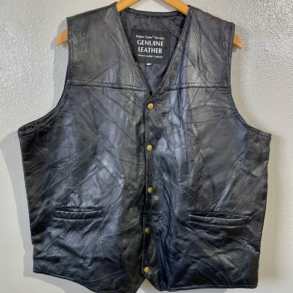 Biker Western Black Leather Vest 2XL XXL Rider Navarre Leather Company Cruiser